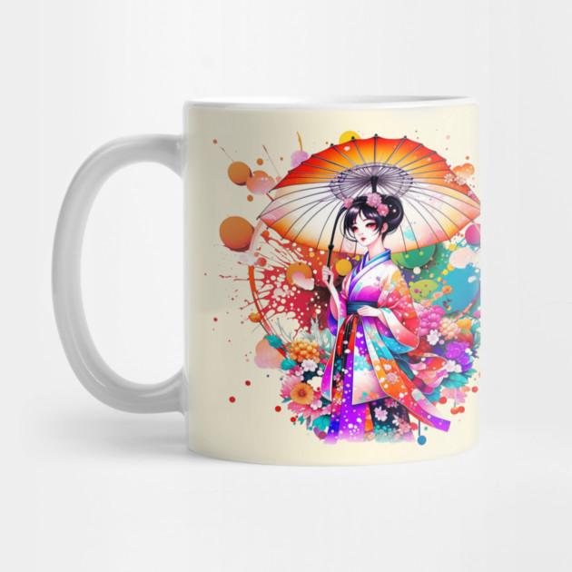 Beautiful Japanese Woman in Kimono Parasol by HolidayBug