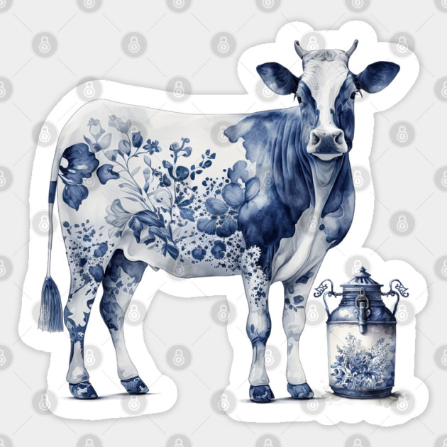 Delftware Cow and Milk Jar Sticker by HolidayBug