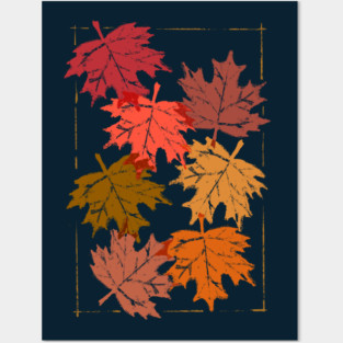 Fall Leaves in Fall Colors Posters and Art