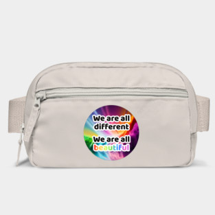 We are all different. We are all beautiful. Rainbow Clouds Circle Bag