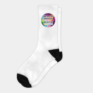 We are all different. We are all beautiful. Rainbow Clouds Circle Socks