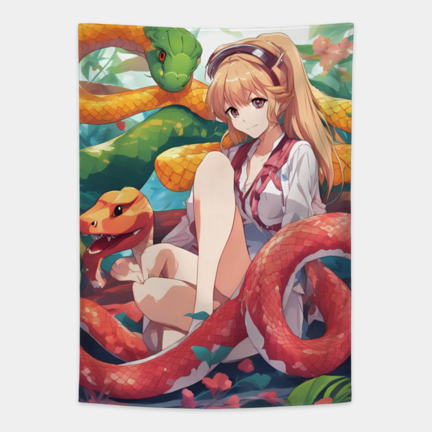 adventure snake red Tapestry by animegirlnft