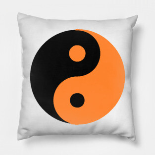 Yin Yang in orange and black Pillow