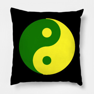 Yin Yang in green and yellow Pillow