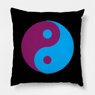 Yin Yang in blue and purple Pillow