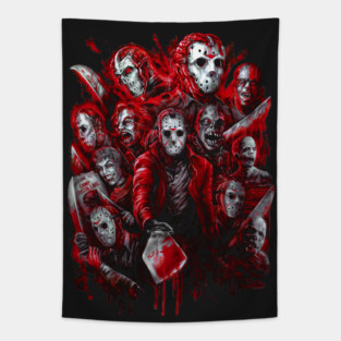 Camp Slasher (The many faces of) – Horror Icon Tribute Tapestry