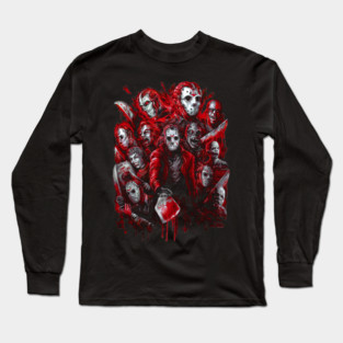 Camp Slasher (The many faces of) – Horror Icon Tribute Long Sleeve T-Shirt