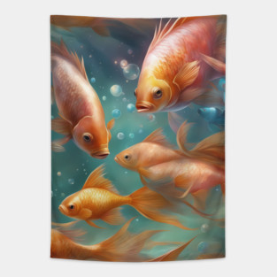 Dive into the world of furious fish Tapestry