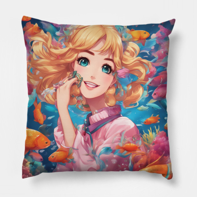 Among the Fish Pillow by animegirlnft