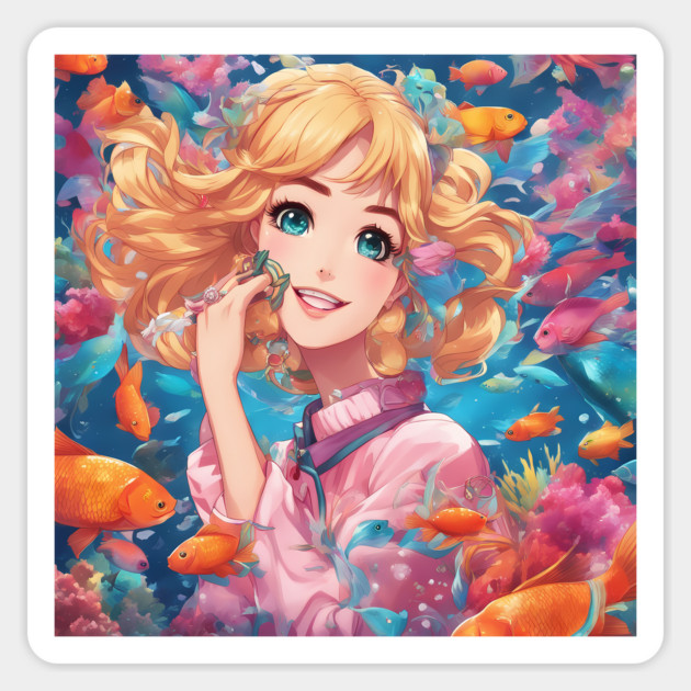 Among the Fish Sticker by animegirlnft