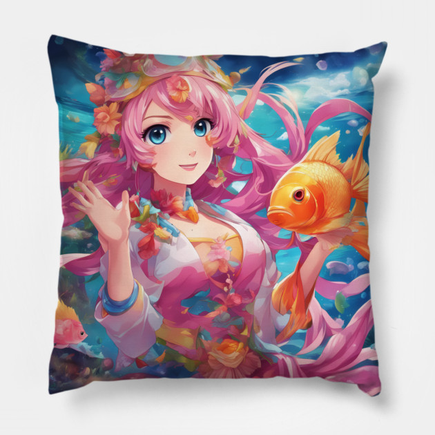 urney Among the Fish Pillow by animegirlnft
