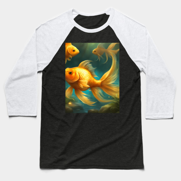 Gold Fish Chubby Baseball T-Shirt by animegirlnft