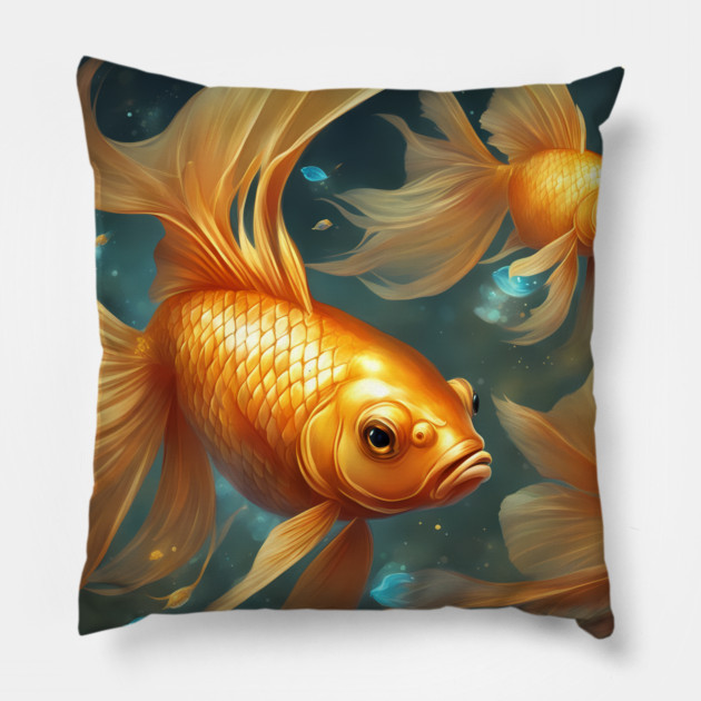 adventure gold fish destiny Pillow by animegirlnft