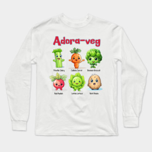 Adora-Veg Cute Kawaii Veggies Design Long Sleeve T-Shirt