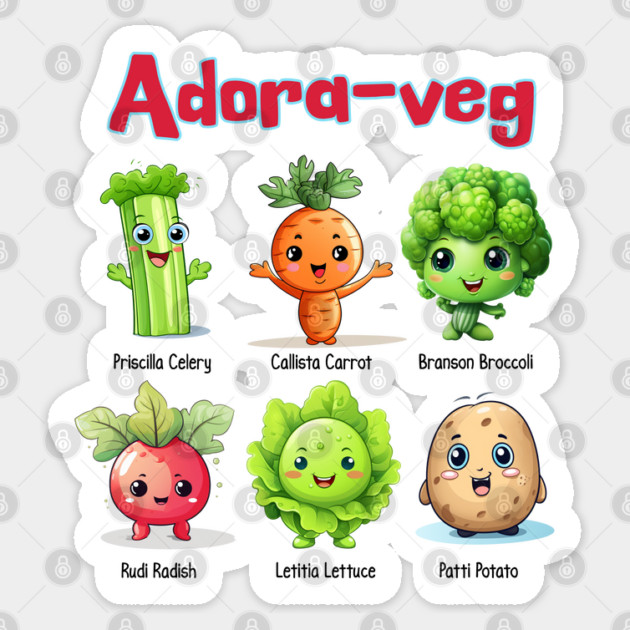 Adora-Veg Cute Kawaii Veggies Design Sticker by Luxinda