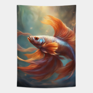 Fish Journey Among Fishermen Tapestry