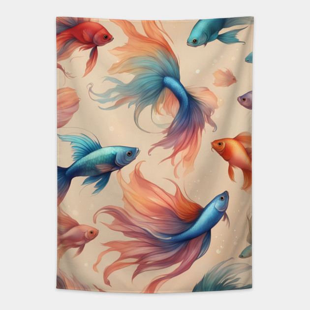 Obsidian Fishy Friends Forever Tapestry by animegirlnft