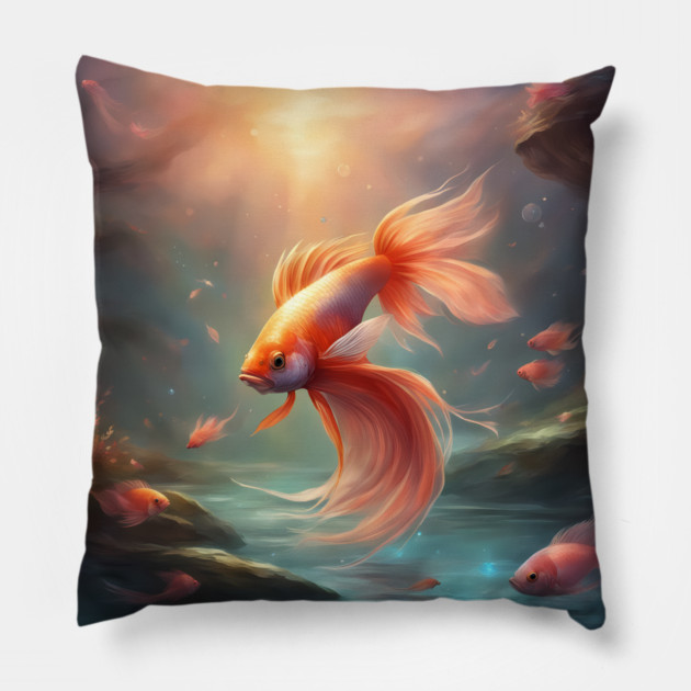 Blue Moon n Fish Pillow by animegirlnft