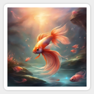 Blue Moon n Fish Sticker