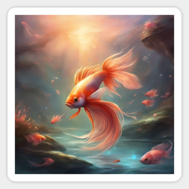 Blue Moon n Fish Sticker by animegirlnft