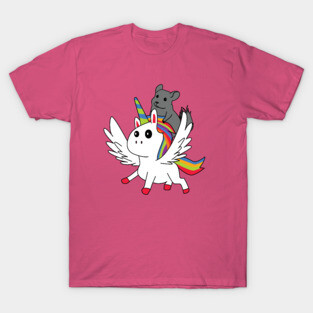 Chinchilla Riding A Unicorn Cartoon T-Shirt