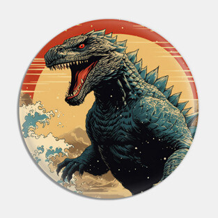 Wave and Godzilla Pin