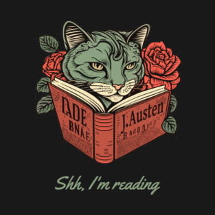Cat and Book Retro 15 T-Shirt