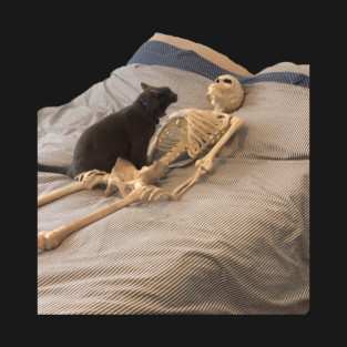 Halloween Cat with Skeleton T-Shirt