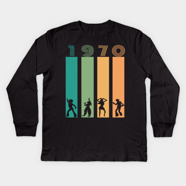 1970 Birth Year Kids Long Sleeve T-Shirt by Pixel Threads 