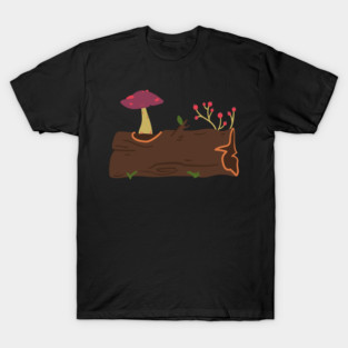 Mushrooms Grow On Wood Trunks T-Shirt