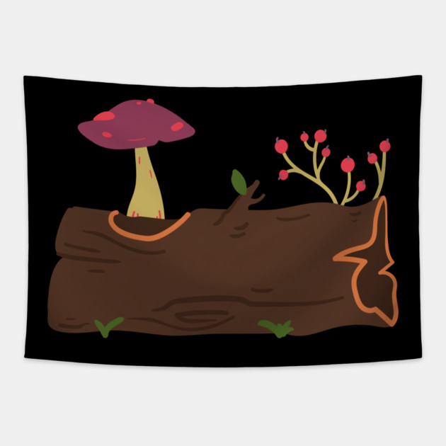 Mushrooms Grow On Wood Trunks Tapestry by yangho