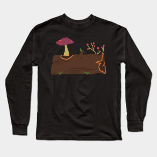 Mushrooms Grow On Wood Trunks Long Sleeve T-Shirt