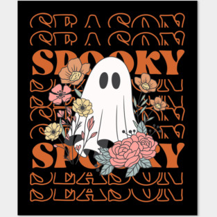 Halloween Spooky Season Flower Ghost Posters and Art