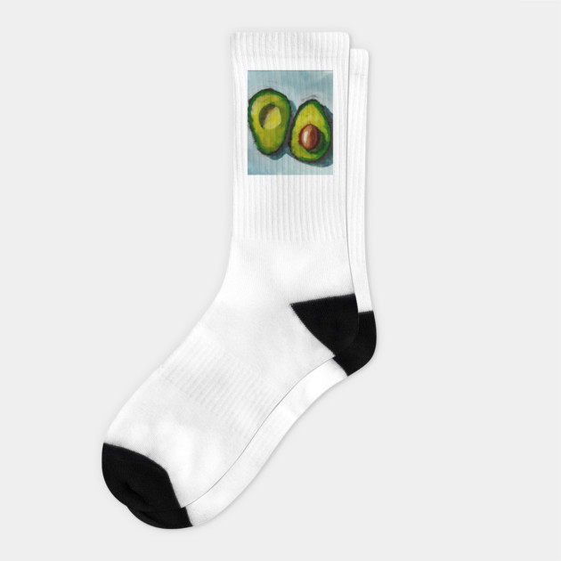 Avocado Sketch Hand Drawn Art Socks by Megadorim