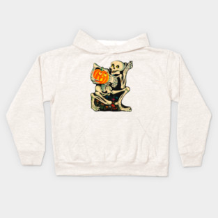 Vintage Skeleton & Jack O Lantern decoration Kids Hoodie