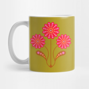 ANEMONE Retro Vintage Mid-Century Modern Floral Botanical in Fuchsia Hot Pink Brown Avocado Green - UnBlink Studio by Jackie Tahara Mug