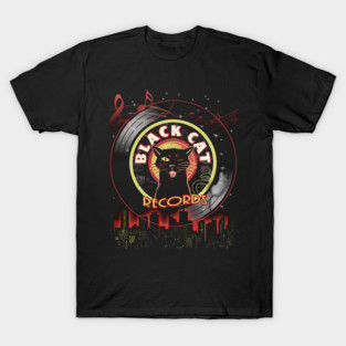 Black Cat Records – Midnight Soul & Jazz Label Design T-Shirt