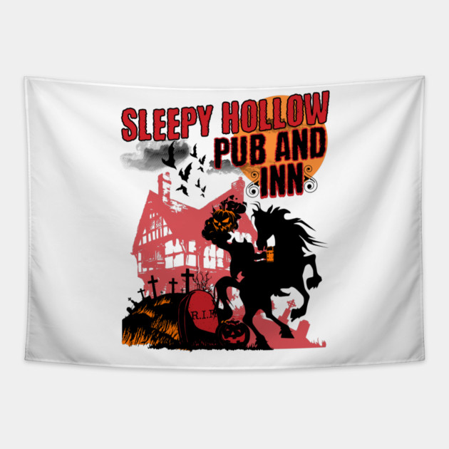 Sleepy Hollow Pub and Inn Beer Drinking Headless Horseman Tapestry by Joaddo