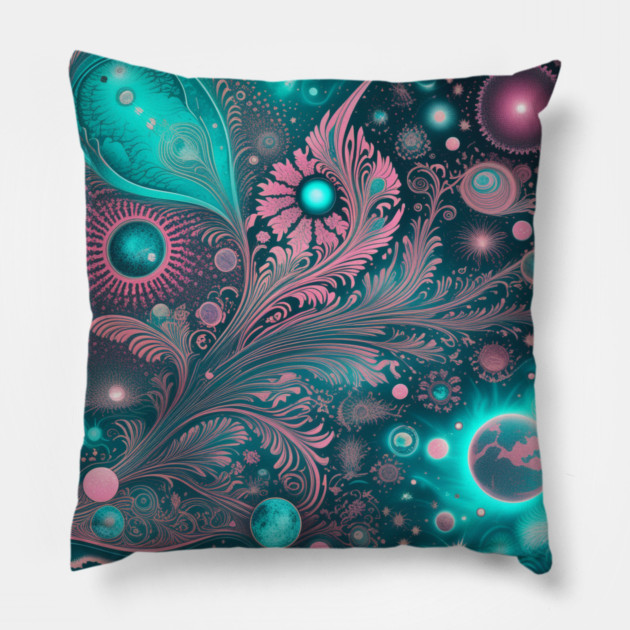 Other Worldly Designs- nebulas, stars, galaxies, planets with feathers Pillow by BirdsnStuff