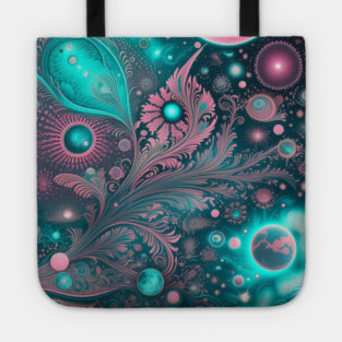 Other Worldly Designs- nebulas, stars, galaxies, planets with feathers Tote