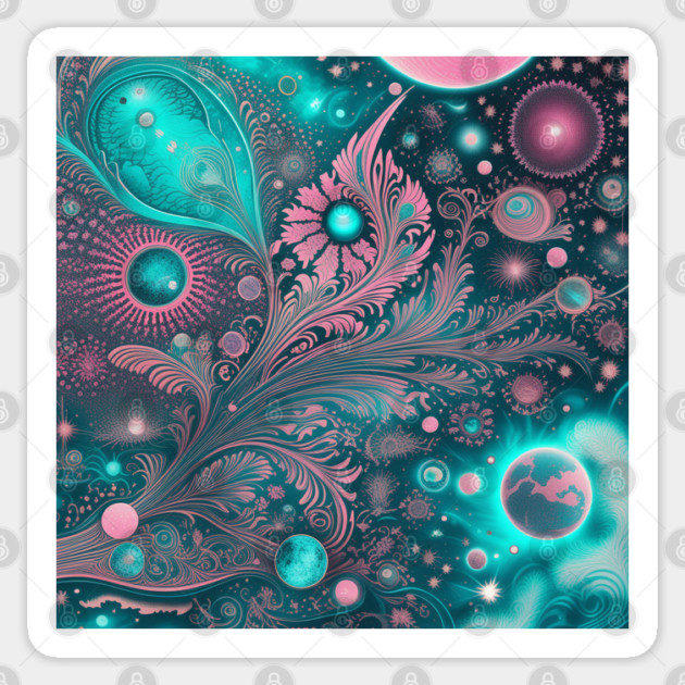 Other Worldly Designs- nebulas, stars, galaxies, planets with feathers Sticker by BirdsnStuff