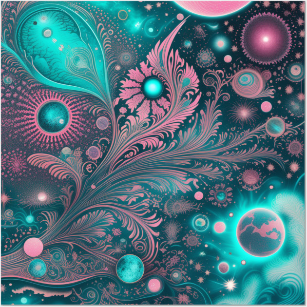 Other Worldly Designs- nebulas, stars, galaxies, planets with feathers Wall Art by BirdsnStuff