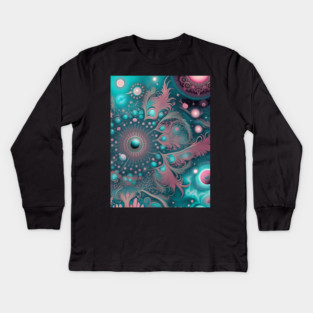 Other Worldly Designs- nebulas, stars, galaxies, planets with feathers Kids Long Sleeve T-Shirt