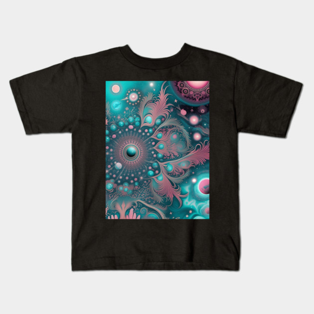 Other Worldly Designs- nebulas, stars, galaxies, planets with feathers Kids T-Shirt by BirdsnStuff