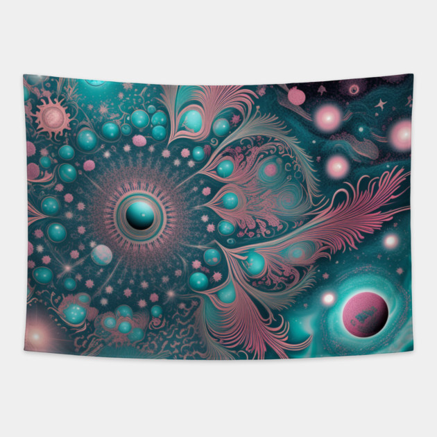 Other Worldly Designs- nebulas, stars, galaxies, planets with feathers Tapestry by BirdsnStuff