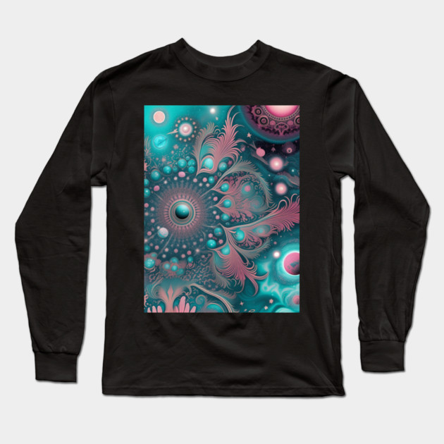 Other Worldly Designs- nebulas, stars, galaxies, planets with feathers Long Sleeve T-Shirt by BirdsnStuff