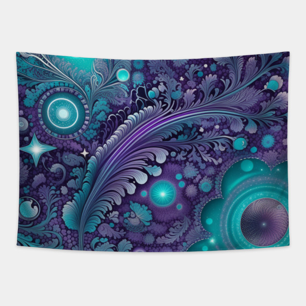 Other Worldly Designs- nebulas, stars, galaxies, planets with feathers Tapestry by BirdsnStuff