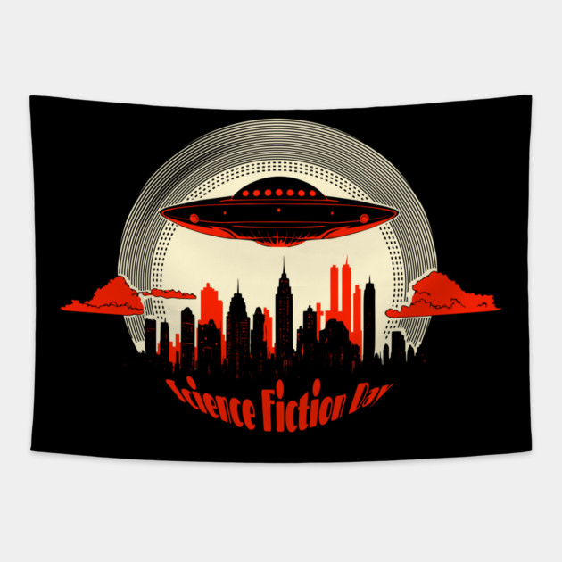 National Science Fiction Day UFO Tapestry by HolidayBug