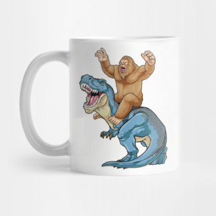 Bigfoot Riding Dinosaur Mug