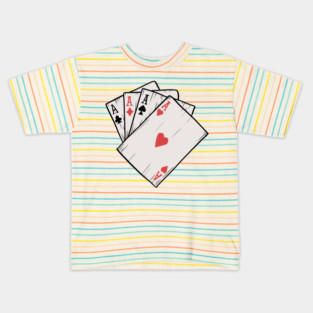 Traditional Tattoo Four Aces Playing Card Game Kids T-Shirt